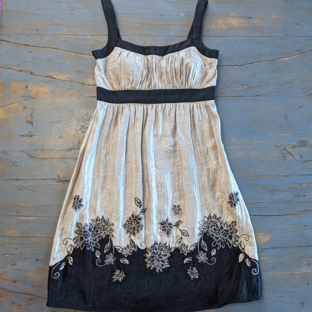 S.L. Fashions Champagne & Black Cocktail Dress